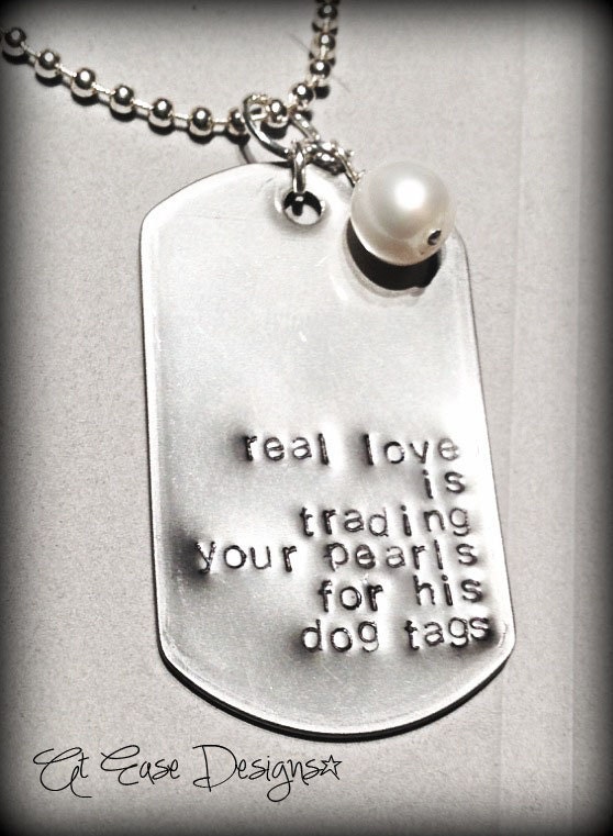 trading pearls for dog tags. military sweetie, wife girlfriend necklace, military jewelry - AtEaseDesigns trading pearls for dog tags. military sweetie, wife girlfriend necklace, military jewelry - AtEaseDesigns