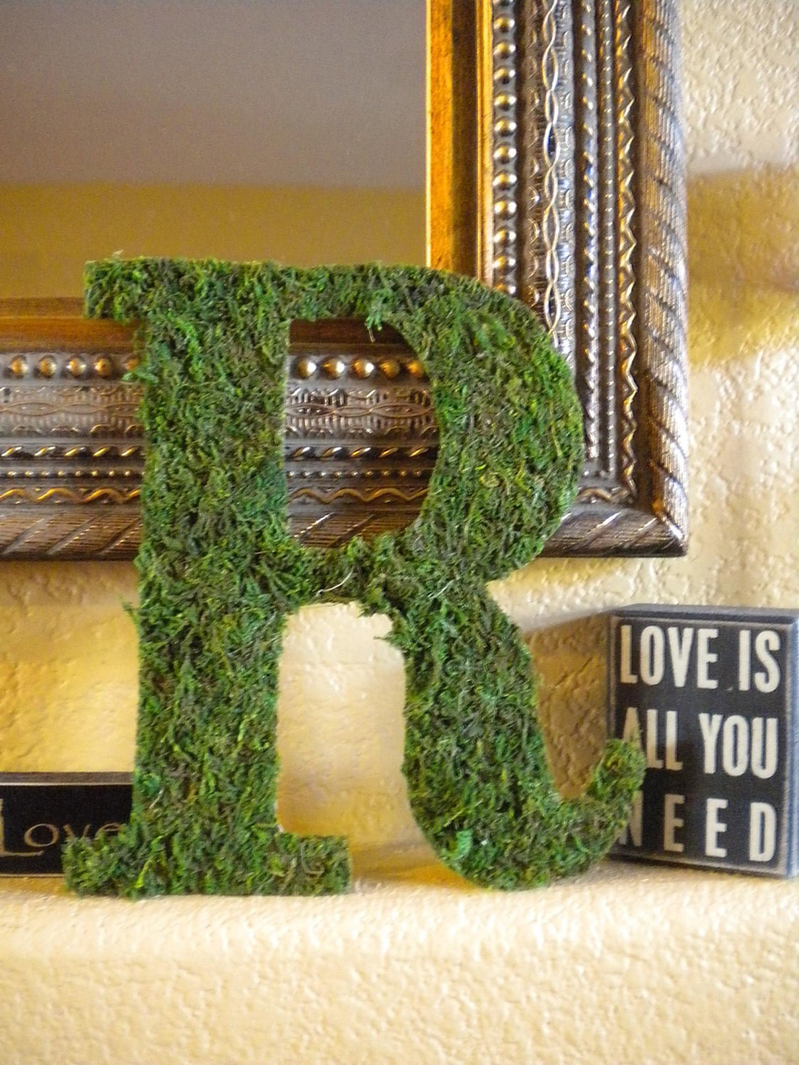 Moss Letters Initials. 10 inches.