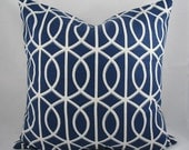 Robert Allen - Gate Twilight, Trellis,  Decorative Pillow Cushion Cover - Accent Pillow - Throw Pillow - Dwell - Blue White - 18 x 18 Inch