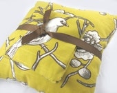 Pillow and Lavender Sachet - Decorative Pillow Cushion - Accent Pillow - Gift - Vintage Blossom Citrine, Yellow, Mustard - Bird