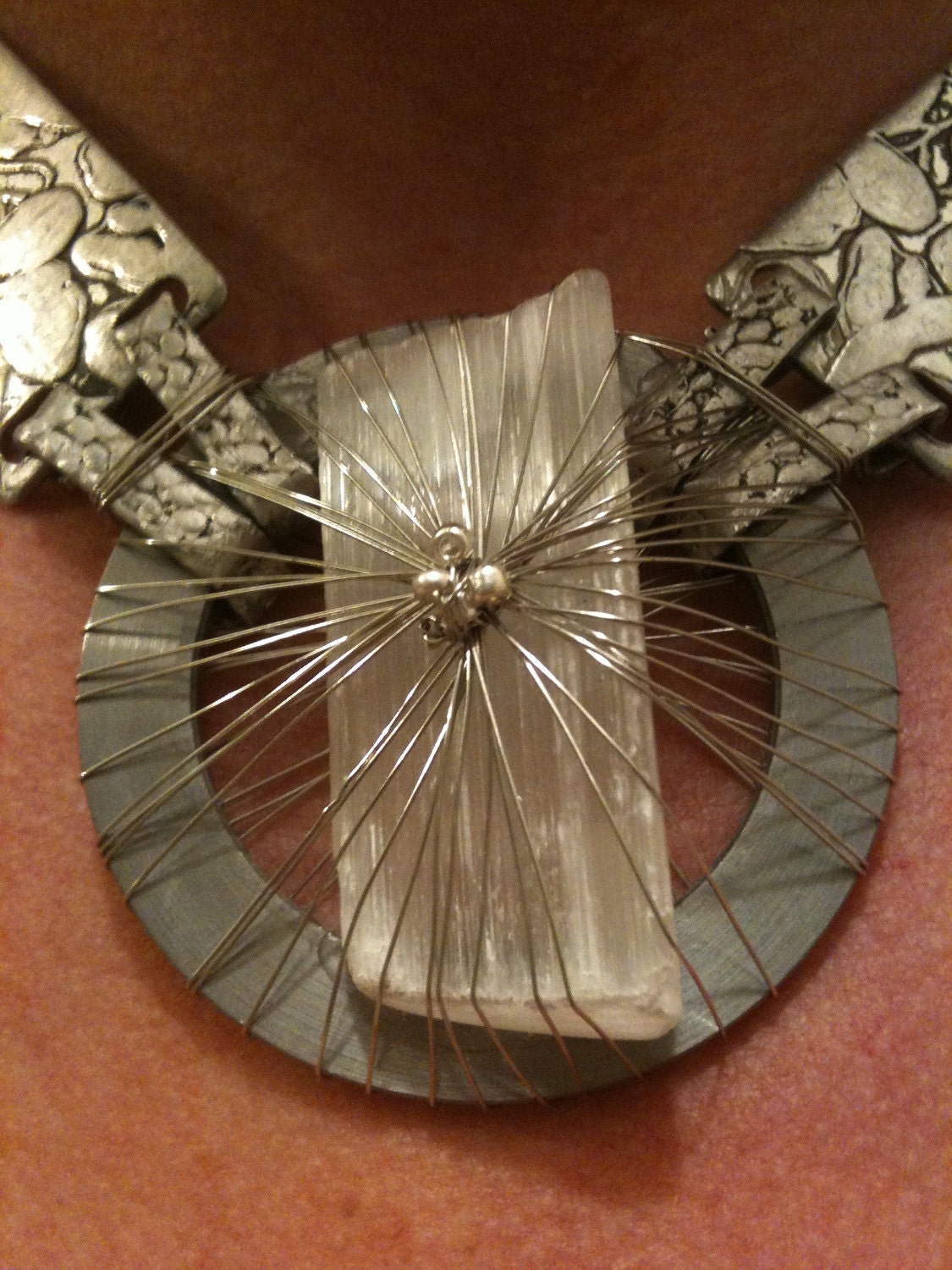 Mothers Day gift, Statement necklaces, choker necklace, Pendant necklaces, silver necklace, black, steampunk, wire wrap, Sale , Cyber Monday