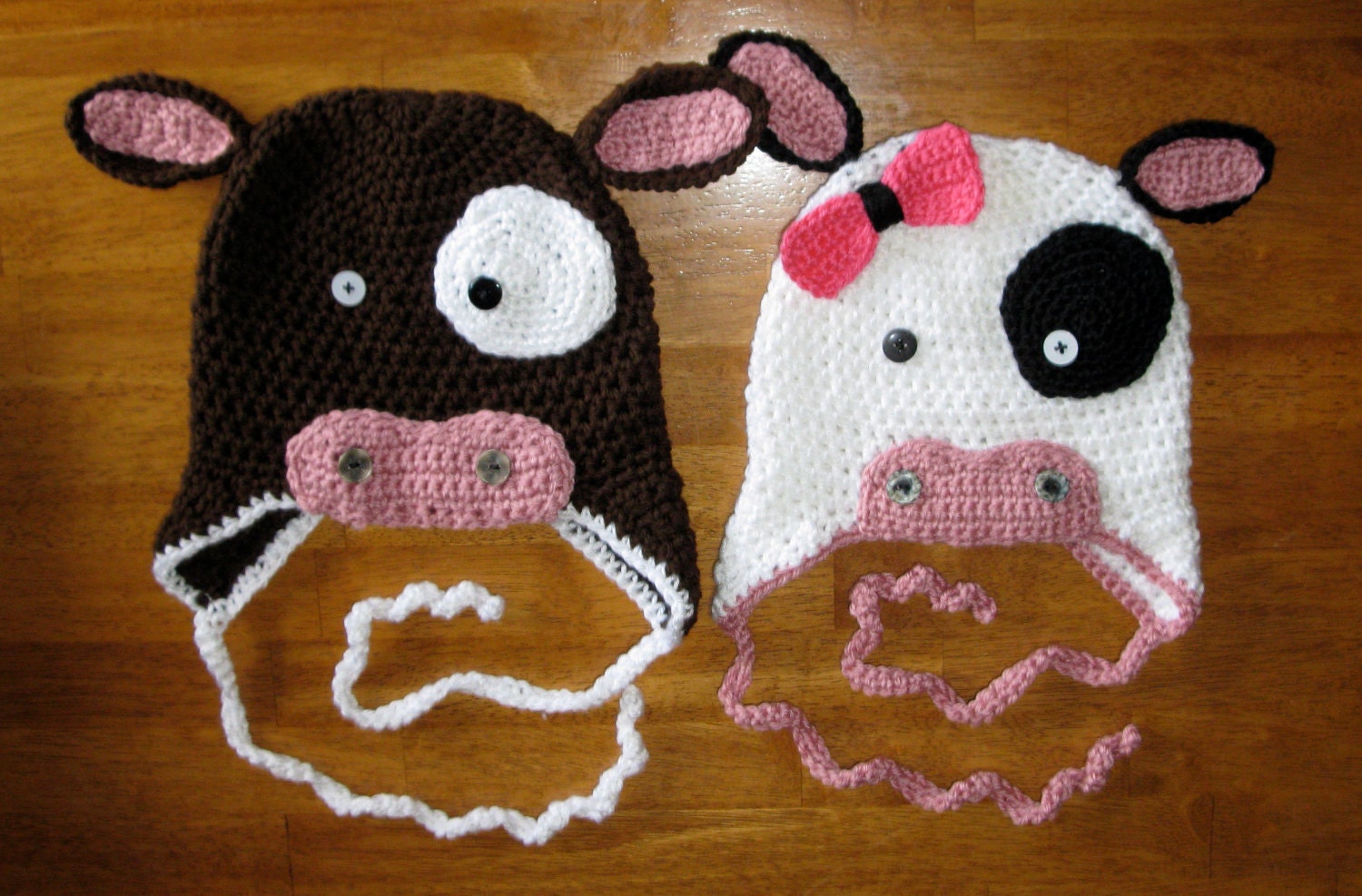 Molly Moo Cow Hat Pattern - Crochet Pattern 4 - Beanie and Earflap Pattern - Newborn to Adult - us or uk Terms - INSTANT DOWNLOAD