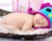 Blue and Pink Bird Hat - 6 -12 months