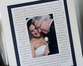 Fathers Day Gift, Wedding Photo Mat with Lyrics, Vows, Poem, etc. bridal shower gift or parent gift, Mother, Father