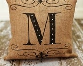 Custom Monogram Burlap Pillow Cover