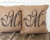 Mr. & Mrs. Burlap Pillow Cover Set