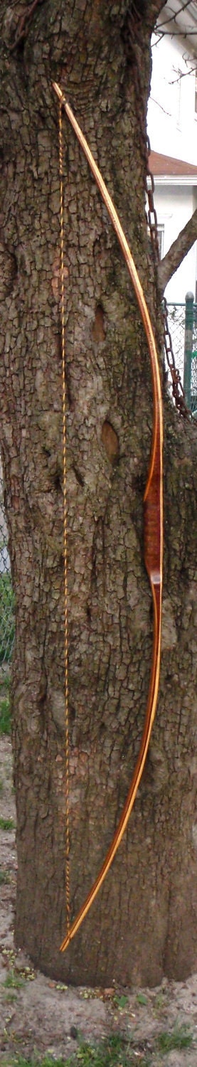 Canarywood, Purpleheart and Bamboo bow with Mahogany burl handle, 40lb at 25", wood archery bow, comes with arrows