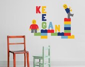 Brickman Childrens with Custom Name Vinyl Wall Decal for Kids, Childrens Room or Nursery