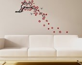 Cherry Blossom Branch Vinyl Wall Decal, Cherry Blossom Decal for Nursery, Childrens, Bedroom, Kitchen Nook, Dining Room, Living Room