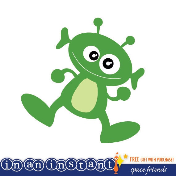 Alien Vinyl Wall Decal for Outer Space Nursery or Kids, Childrens Room