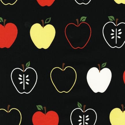 Metro Market-Apples on Black by Monaluna for Robert Kaufman Fabrics- Novelty Food Fabric
