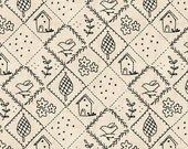 Walnut Hill Farm Collection - Hilltop Embroidery Patchwork- Black  by Charlotte Lyons for Blend Fabrics