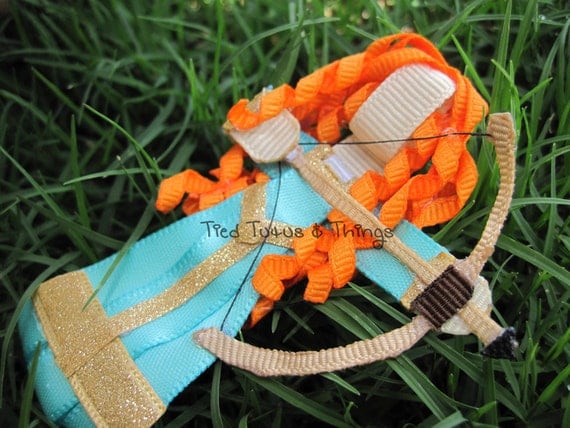 Merida Brave Orange Princess with bow and arrow hair clip
