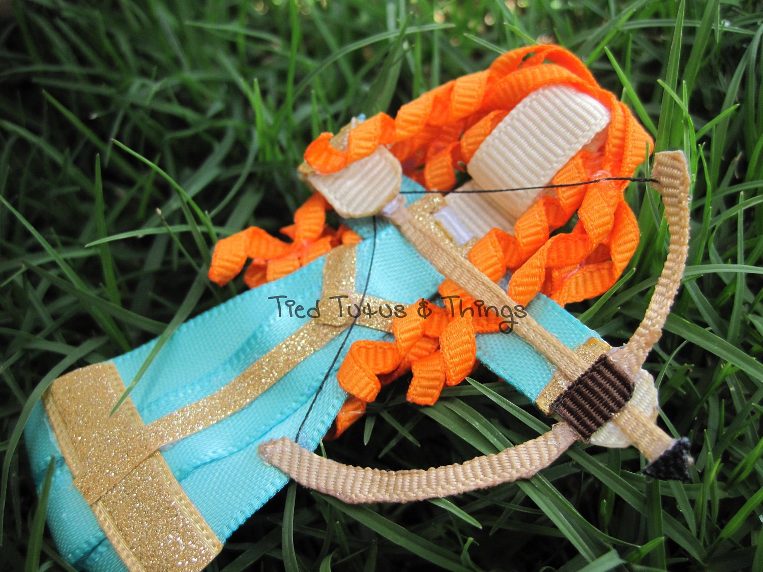 Merida Brave Orange Princess with bow and arrow hair clip
