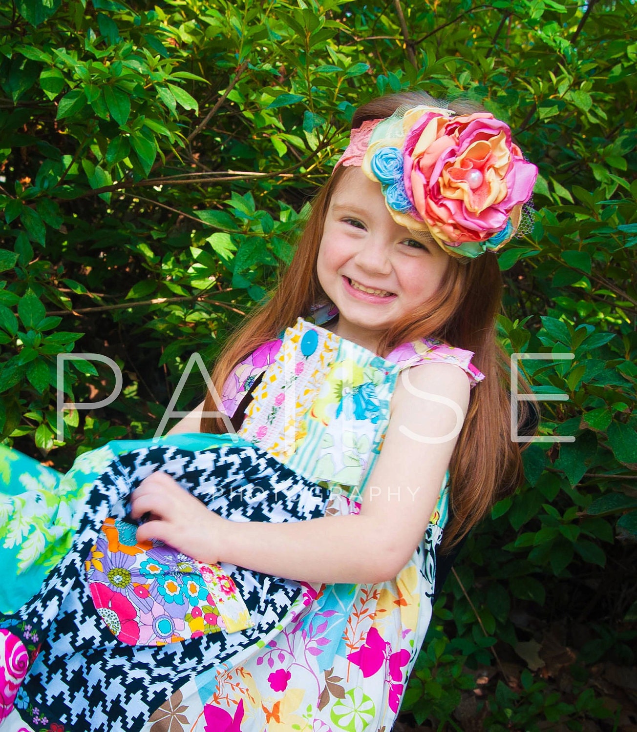 sunset boho chic lace headband made to match Lottie Da baby