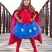 Girl's Super Hero Tutu Costume. Blue tutu with Stars. Red, white, blue and gold tutu costume. Patriotic tutu costume. Sewn Tutu