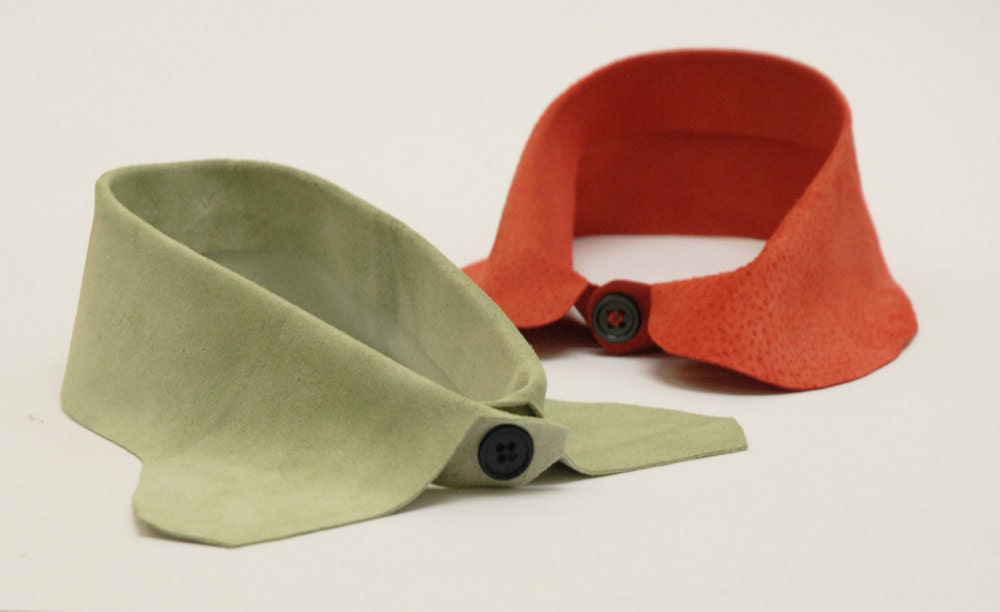 amaranth red detachable leather collar