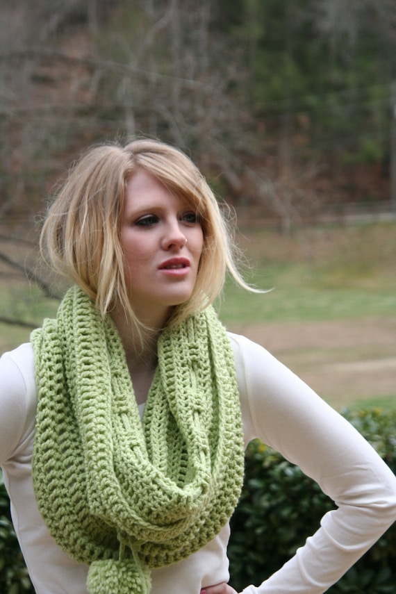 Light Green Cowl Scarf Cozy Capelet Deep Loop Scarf - Merino / Cashmere
