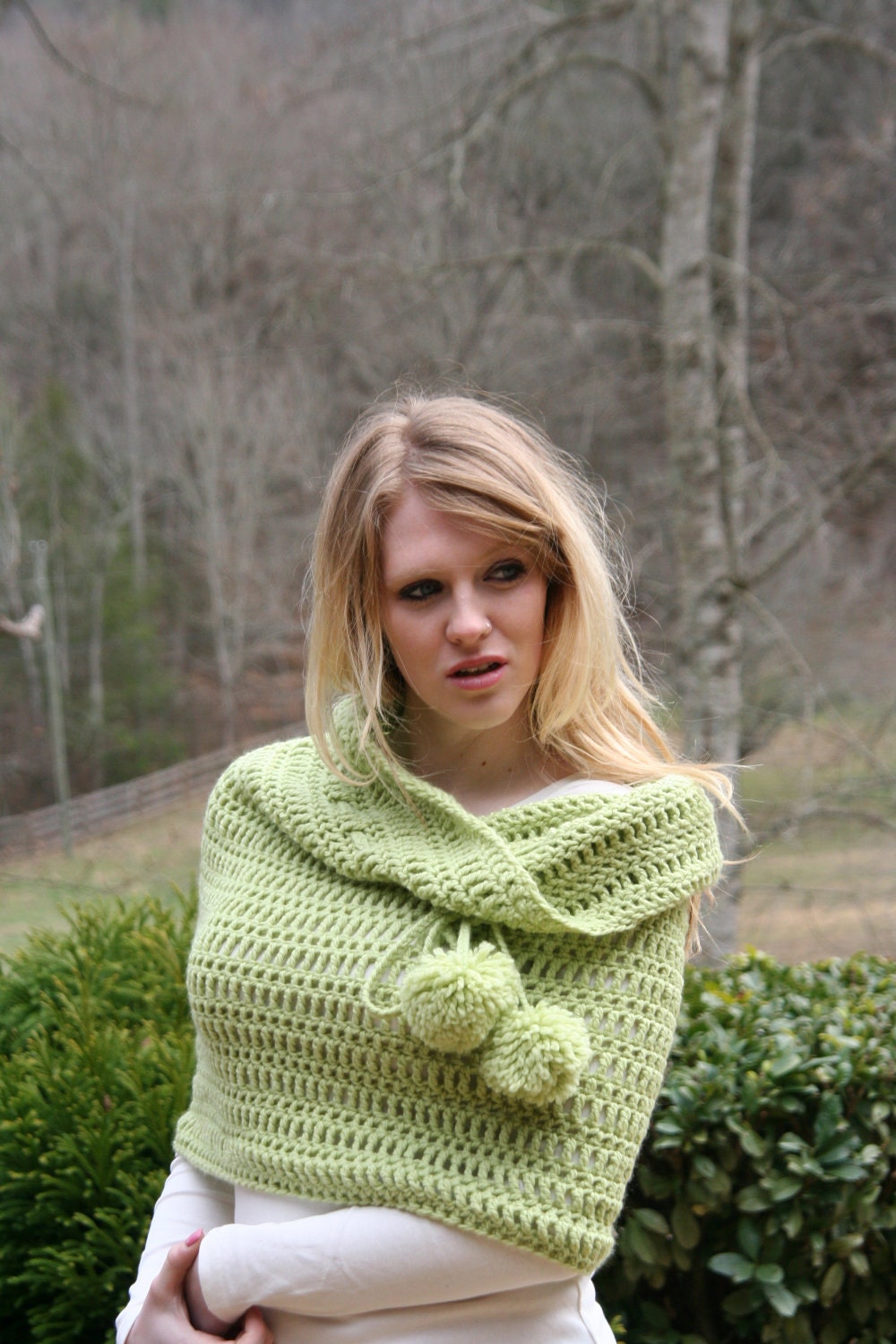 Light Green Cowl Scarf Cozy Capelet Deep Loop Scarf - Merino / Cashmere
