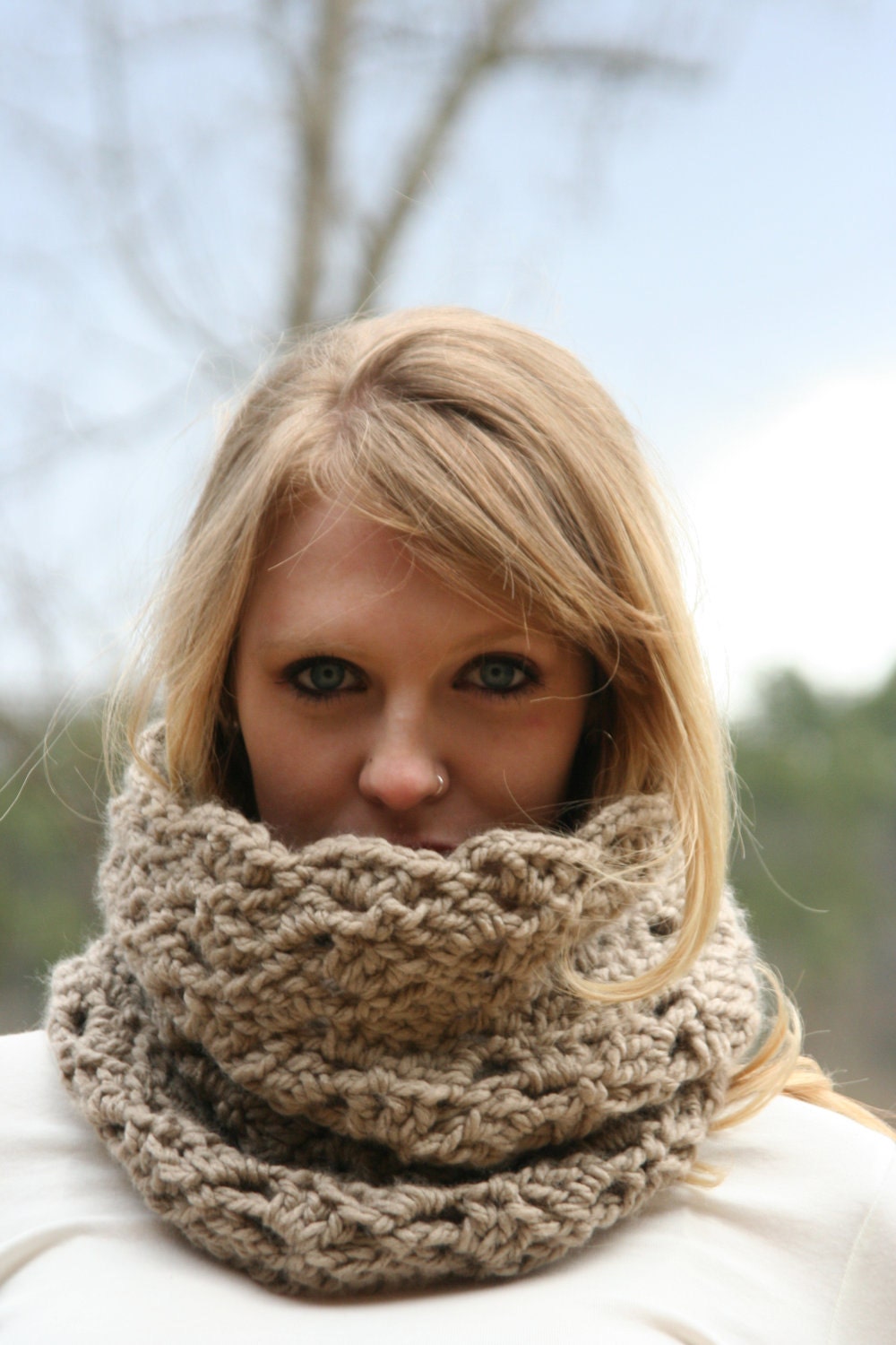 Chunky Cowl Scarf / The Rochester / Neck Warmer Scarf  Taupe