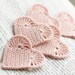 Set of 5 Crochet hearts applique Wedding decoration embellishment pale pink shabby chic