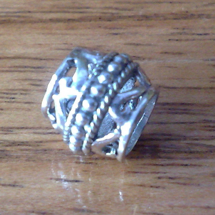 BARREL - Sterling Silver Decorated Barrel inside dia 5 mm