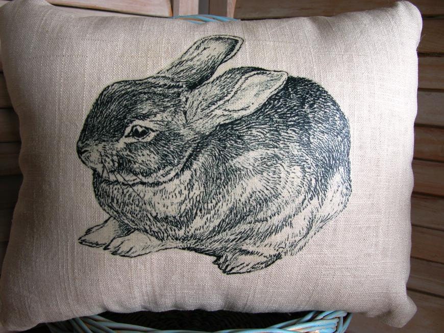 Shabby Chic Bunny Pillow FREE SHIPPING- Decorative Pillow- French Country Pillow- Shabby Chic Pillow- Baby Shower Gift- Nursery Pillow