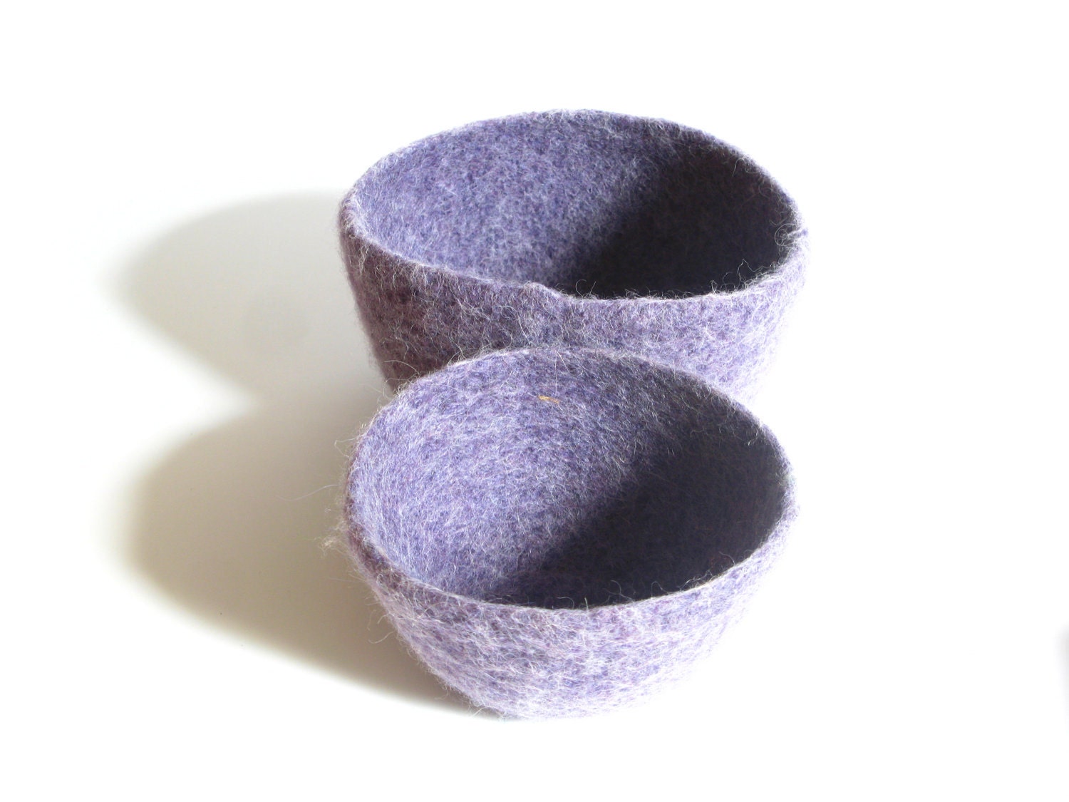 WOOLY FELTED BOWLS - two felted nesting bowls - lilac