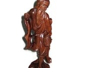 Vintage chinese wood wooden carving figure statue man