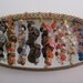 Vintage button bracelet glass, metal and plastic buttons in pink, yellow, blue and black hearts and flowers