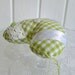 Cottage fabric heart handmade Swedish valentine padded lace green white