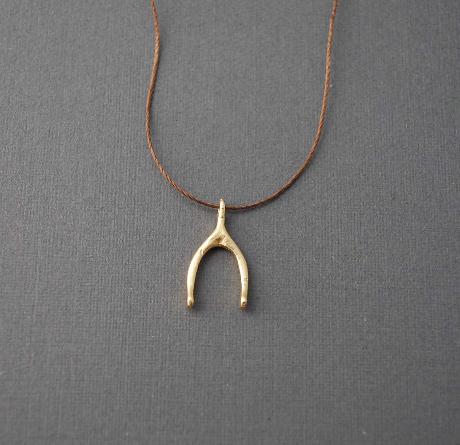 Silk String Wishbone Necklace available in gold or silver