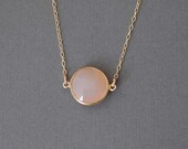 Small Rose Quartz Gold Necklace Pink