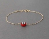 Red Evil Eye Bracelet available in gold and silver