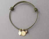 Lotus, Leaf Pearl Adjustable Leather Bracelet Gold or Silver