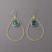 Gold Teardrop Hoop Earrings With Teal Glass Drops