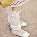SALE SALE Lil Lacey Lou - off-white open-knit girls leg warmers w/ knit lace and buttons legwarmers baby legs (item no. G-3-16)