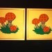 Set of 2 Retro Mushroom Framed Needle Points c 1960s
