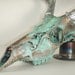 Copper Aged with Green Patina and Chrome Deer Skull Art Sculpture
