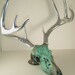 Copper Aged with Green Patina and Chrome Deer Skull Art Sculpture