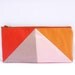 Neon zipper pouch 4"X8"  geometry  pencil case in paprika camel peach and apricot