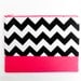 Neon Chevron XLARGE zipper pouch 10 x 8 inch geometry black and white and hot pink
