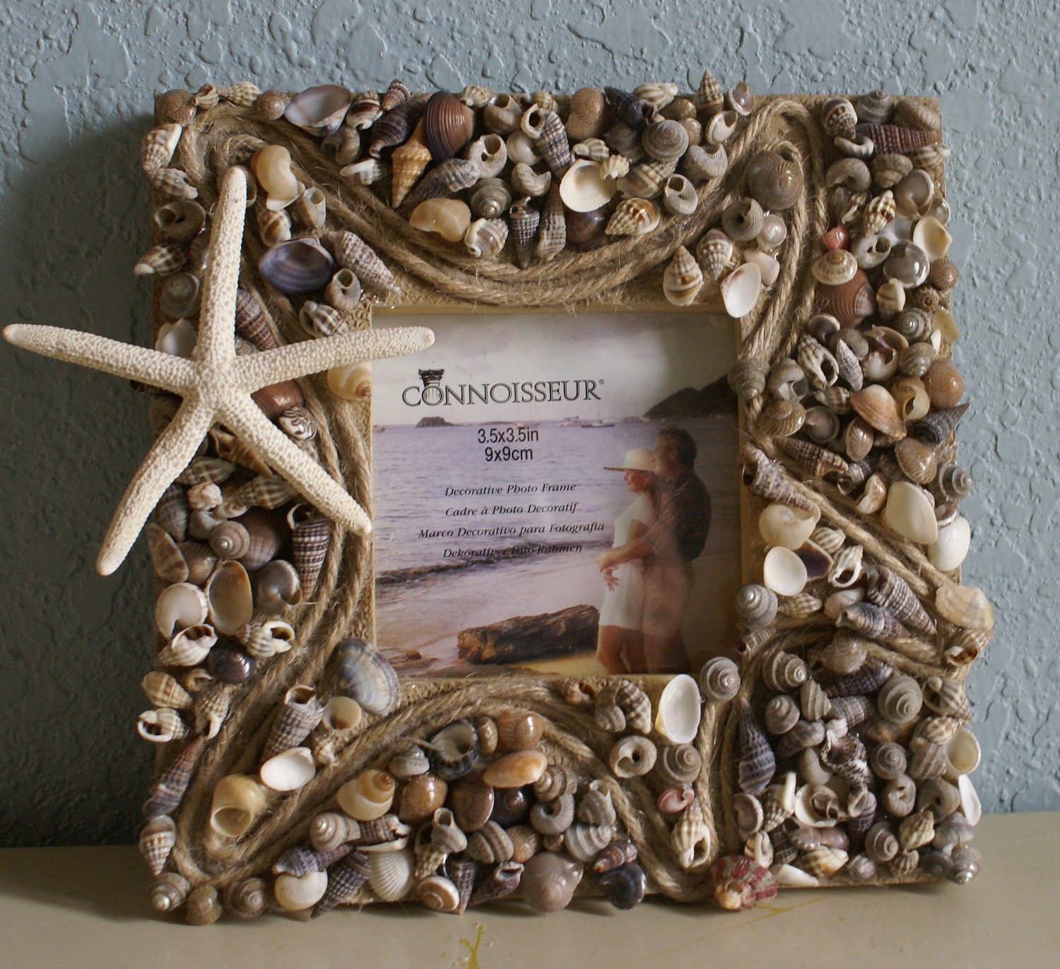 Seashell picture frame - Home Decor coastal frame sea shell photo frame cottage decor beach decor