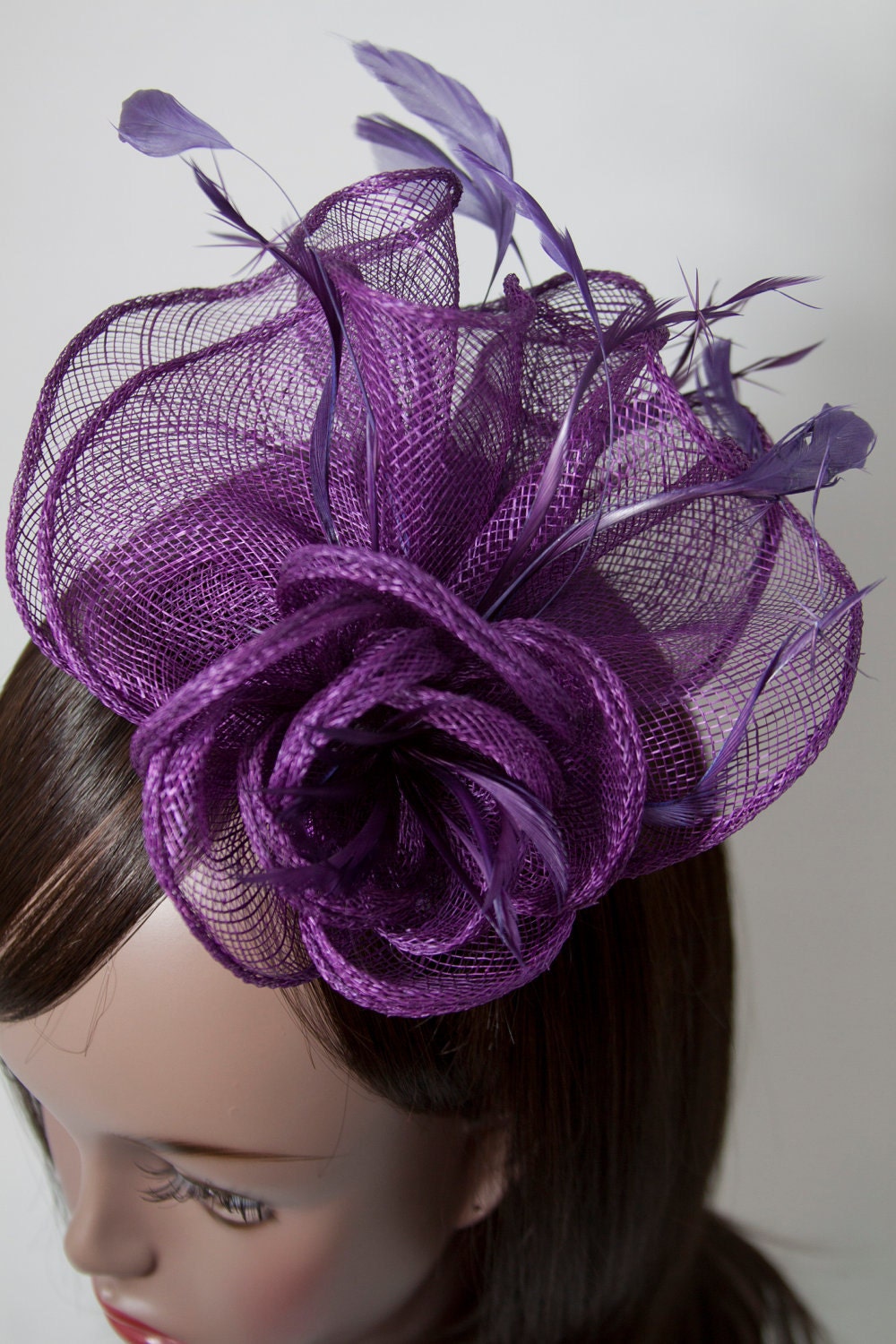 Purple Flower Sinamay Fascinator on a comb Wedding, Parties, Races, Proms