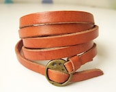Elegant & Chic Orange Leather Wrap Bracelet With Copper Buckle-Autumn - ACuteCute