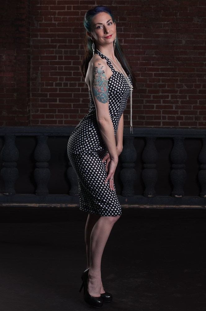 Polka Dot Halter Wiggle Dress Pinup Rockabilly Vintage Reproduction