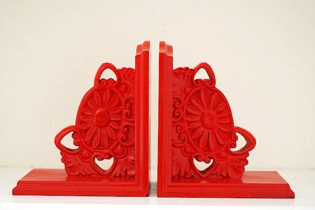Wooden Bookends, Cherry Red Bookends, Home Decor, Gift for Writer, Bookends, Wooden Collectable,  Bookends For Sale