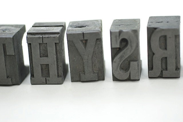 Metal Letter Press Letters, Gift For Writer, Gift For Author, Jewelry Supplies, Materials For Mixed Media Art, Vintage Letters, Letter Press