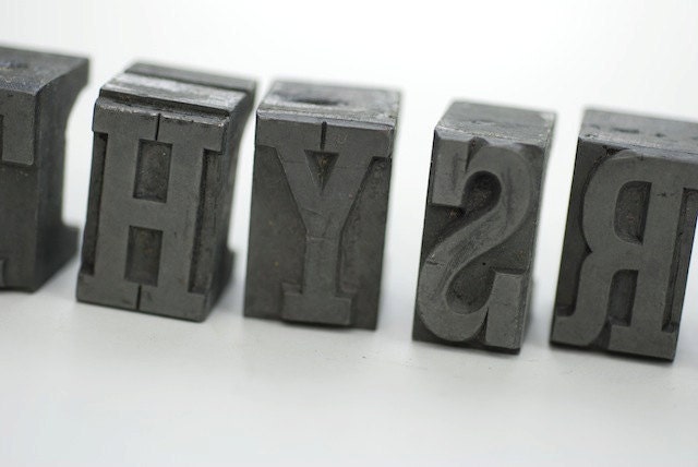 Metal Letter Press Letters, Gift For Writer, Gift For Author, Jewelry Supplies, Materials For Mixed Media Art, Vintage Letters, Letter Press