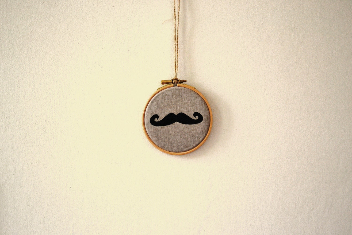 Moustache Embroidery Hoop, Mustache Wall Art, 4"